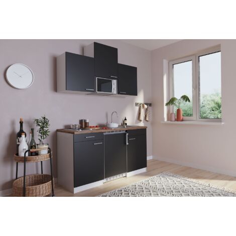 Cucina Minicucina Cucina singola Cucinino Dispensa Bianco Nero Luis 150 cm Respecta