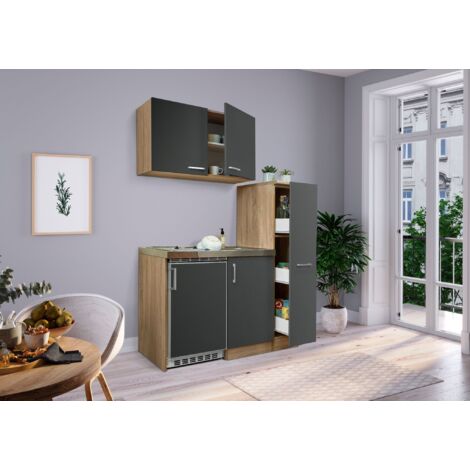 Cucina Minicucina Cucina singola Cucinino Dispensa Rovere Grigio Levin 130 cm Respecta