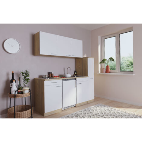 Cucina Minicucina Cucina singola Modulo cucina Rovere bianco Luis 180 cm Respecta