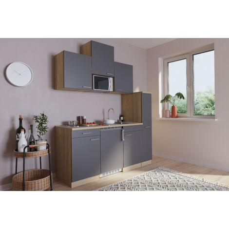 Cucina Minicucina Cucina singola Modulo cucina Rovere grigio Luis 180 cm Respecta