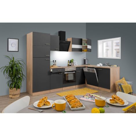 Cucina Modulo cucina blocco vuoto cucina ad angolo rovere grigio merle 280x172 cm Respecta