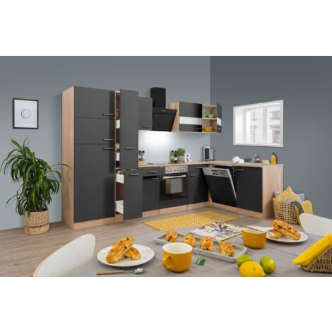 Cucina Modulo cucina blocco vuoto cucina ad angolo rovere grigio merle 310x172 cm Respekta