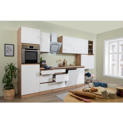 Cucina Modulo cucina blocco vuoto senza maniglie rovere bianco Lorena 380 cm Respecta