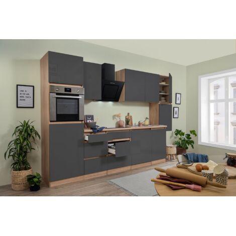 Cucina Modulo cucina blocco vuoto senza maniglie rovere grigio Lorena 330 cm Respecta