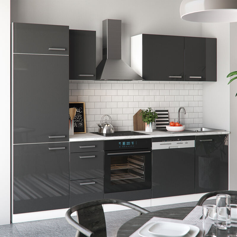 Vicco Cucina Componibile Optima, Antracite Lucido bianco, 270 Cm Se...