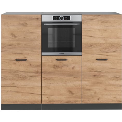 Cucine componibili piccole R-Line, Quercia dorata/antracite, 180 cm senza piano di lavoro, Vicco