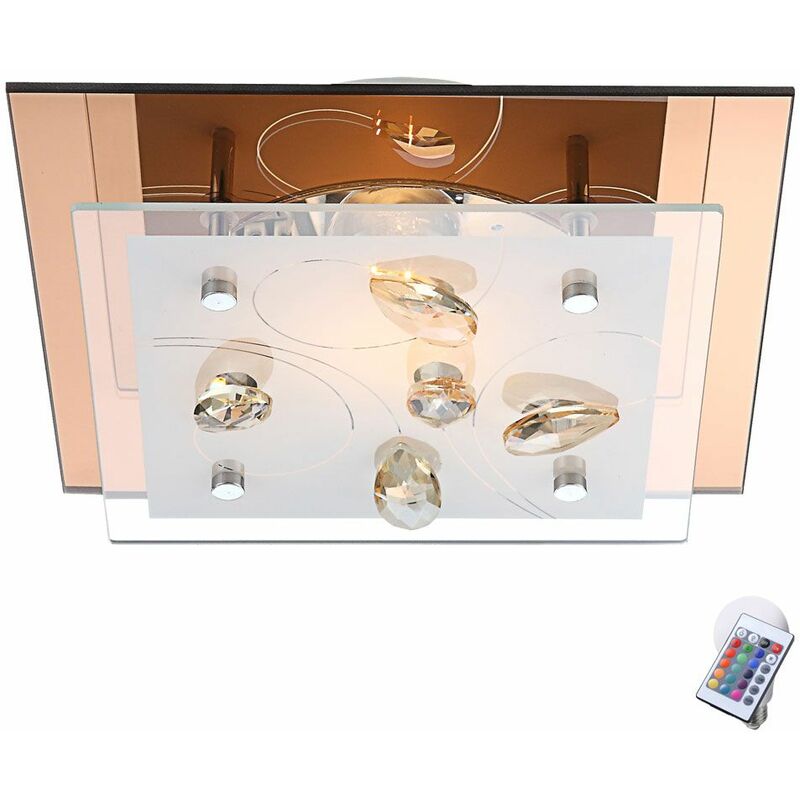 Image of Plafoniera cucina soggiorno faretto in vetro cristallo telecomando in un set comprensivo di lampade led rgb