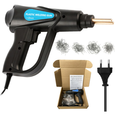 Cucitrice riscaldata da 70 W, kit di riparazione paraurti auto con saldatrice per plastica, 4 tipi di punti metallici (piatti, ad angolo esterno)