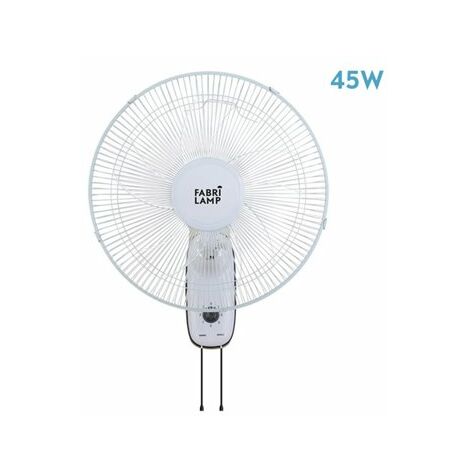 FABRILAMP Cudo Weißer Wandventilator 45 W, oszillierend, 5 Flügel