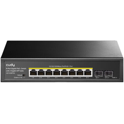 Cudy GS1008PS2 Switch di rete 8 porte Gigabit PoE non gestito nero montabile rack