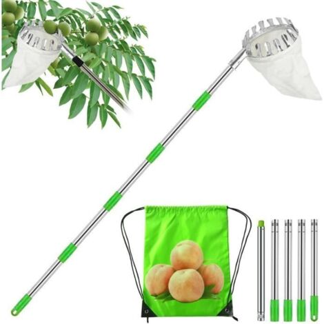 Cueille Fruit Telescopique,2M Cueilleur de Fruits Amovible,Perche Cueille Fruits Telescopique,Cueille Cerise,Ramasse Pomme