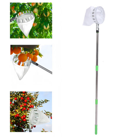 [Cueilleur de Fruits] Cueilleur Haute Performance Allié à Long Manche 10 Sections Extensibles jusqu'à 4,2 m avec Sac de Récolte pour Fruits Hauts - 16 cm Diamètre