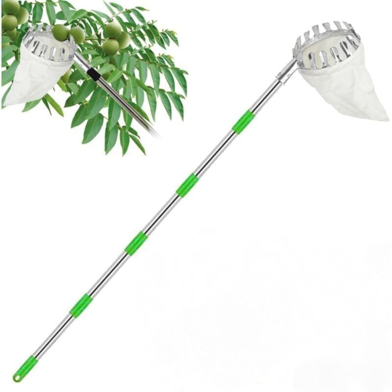Cueilleur de fruits télescopique, perche de cueillette de fruits amovible, longueur maximale 2 m