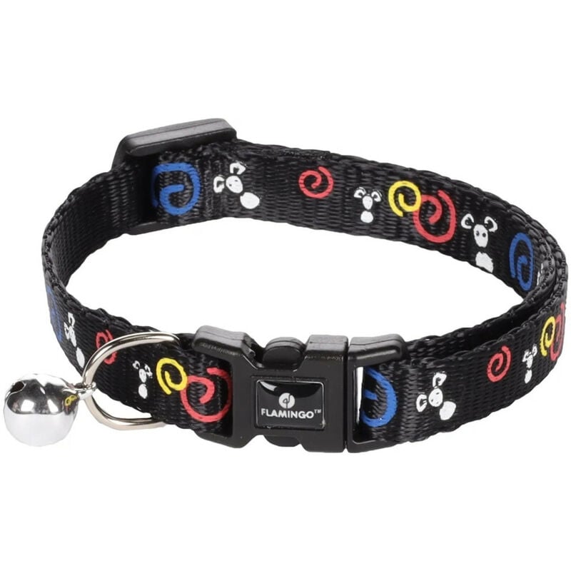 

Flamingo Pet Products - Cuello ajustable de 20 a 35 cm. de color negro con dibujo de ratón. para el gato