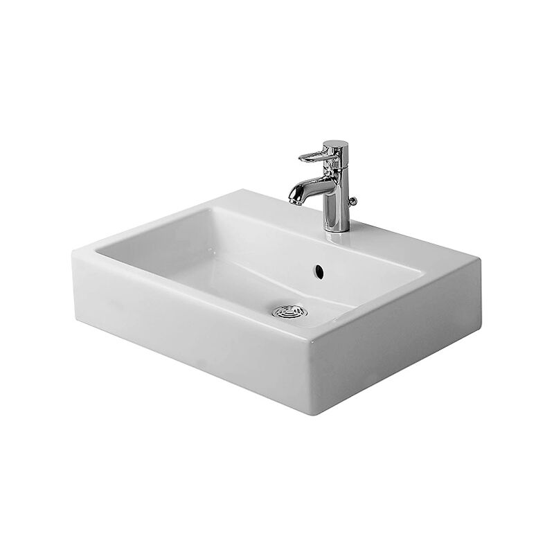 

Cuenca superior de Duravit Vero 60cm, con desbordamiento, con banco para el grifo, 1 agujero para el grifo, color: Blanco con Wondergliss