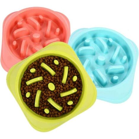 Cuenco antihinchazón de alimentación lenta para perros y gatos pequeños, medianos y grandes, cuenco interactivo antiglotonería para perros y gatos que evita que coman rápido (azul)