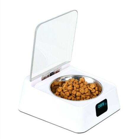 Cuenco con Sensor infrarrojo de 330ml, tapa de apertura/cierre automático de acero inoxidable con Cable de carga USB, pausa de 3-5 minutos, adecuado para gatos y perros Ulisme