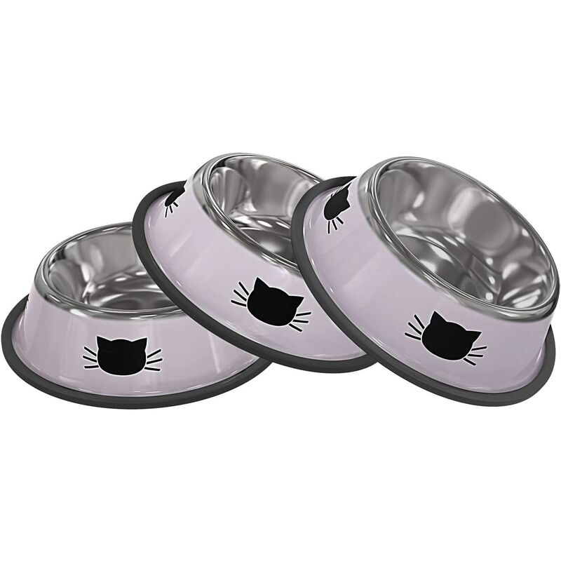 

Cuenco de comida para gatos de 3 piezas, cuenco de acero inoxidable antideslizante a prueba de salpicaduras, cuenco de tres partes para gatos,