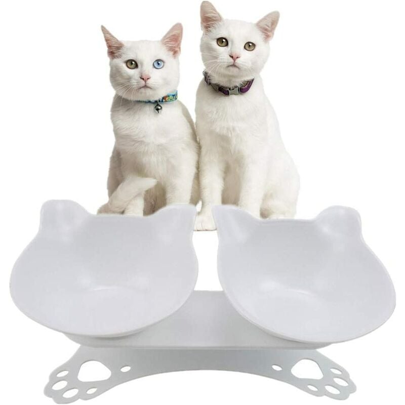 

Cuenco de comida para gatos doble, cuenco para gatos, cuenco de comida para gatos, con soporte elevado - cuenco para gatos antideslizante, cuenco de