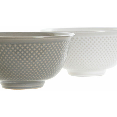 Cuenco DKD Home Decor Blanco Gris Porcelana Vintage 12,5 x 12,5 x 6,5 cm 2 Piezas