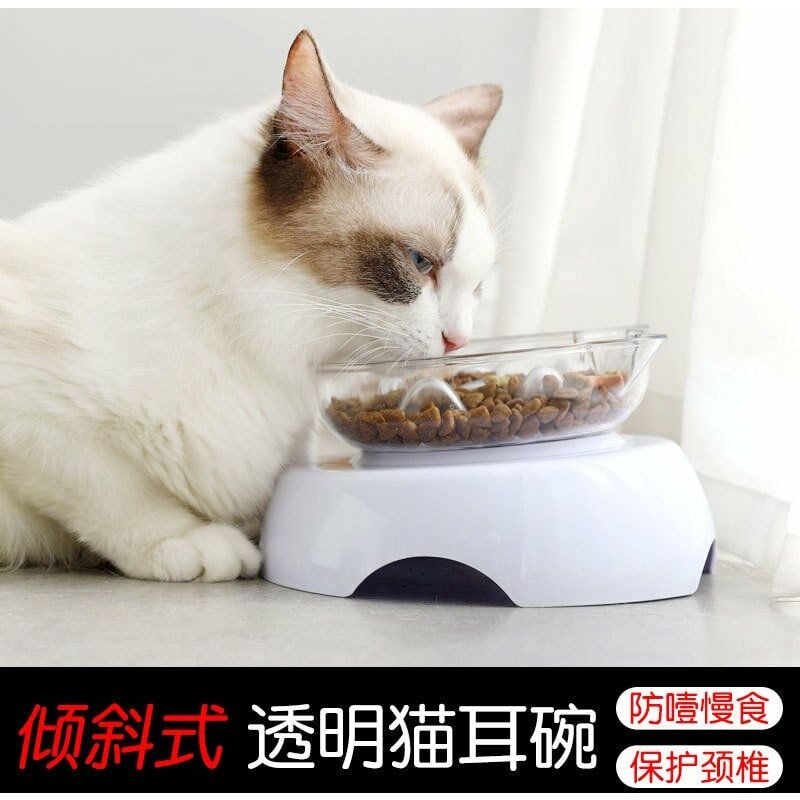 

Cuenco para gatos, cuenco unico de boca oblicua, cuenco para alimentacion y bebida para gatos, protege la columna cervical