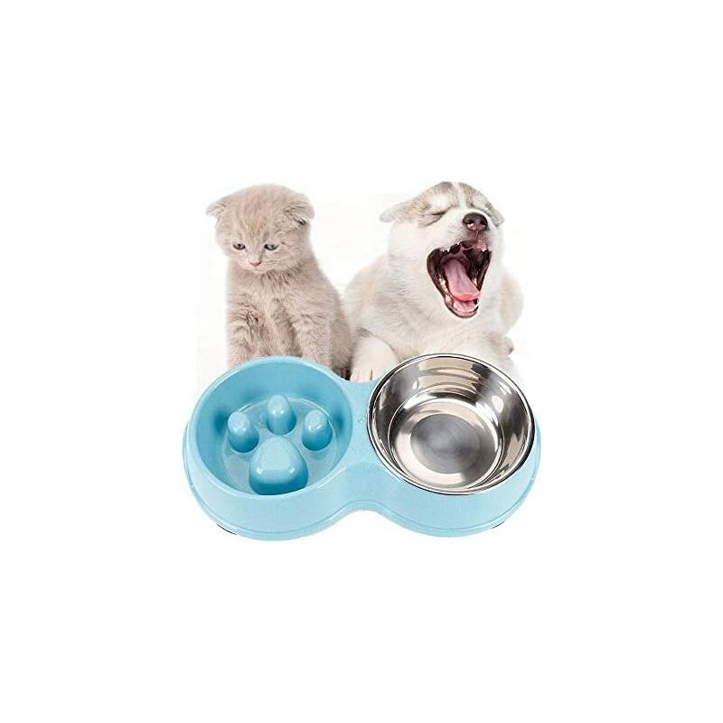 

Cuenco para perros anti-Schling-Bowl, cuenco para perros de acero inoxidable de alimentación lenta, cuenco doble para perros, cuenco para comida para