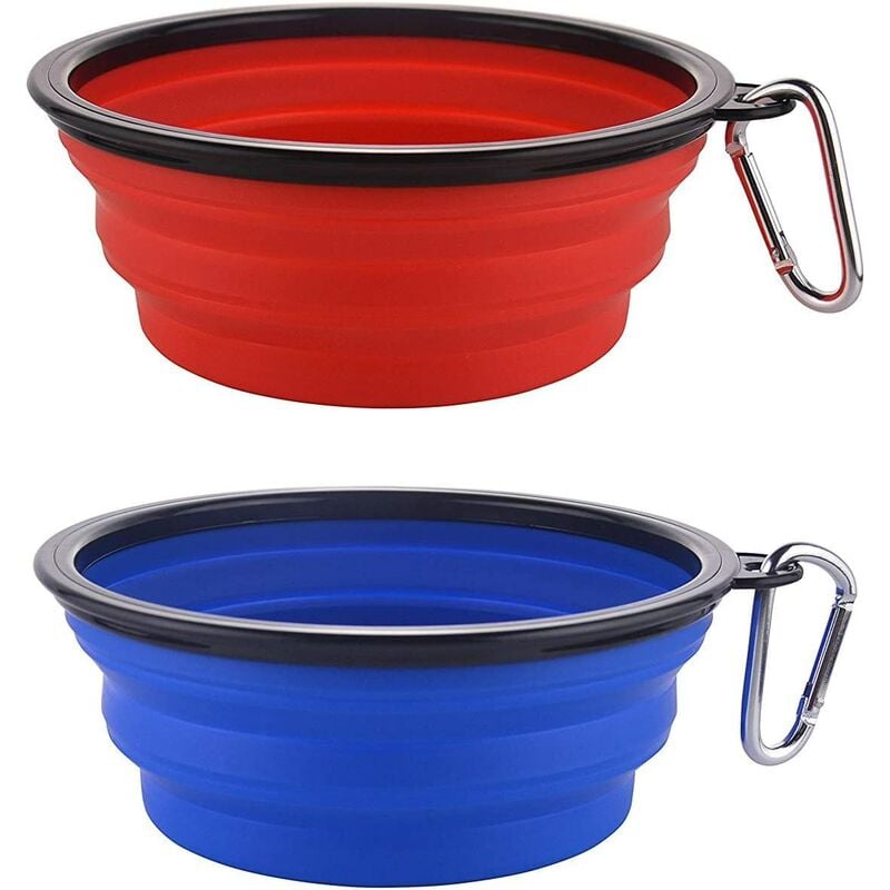 

Cuenco para perros, juego de 2 cuencos plegables de silicona para perros con mosquetón, cuenco portátil para agua o comida para perros de tamaño