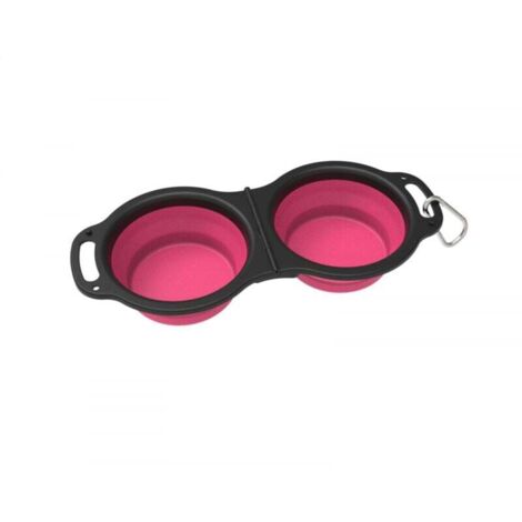 Cuenco plegable rojo para perros, cuenco de agua de viaje portátil expandible grande para perros, cuenco plegable con asa y mosquetón