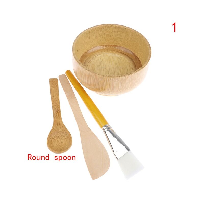 Cuenco vacío de bambú para mascarilla Facial, recipiente con cuchara,