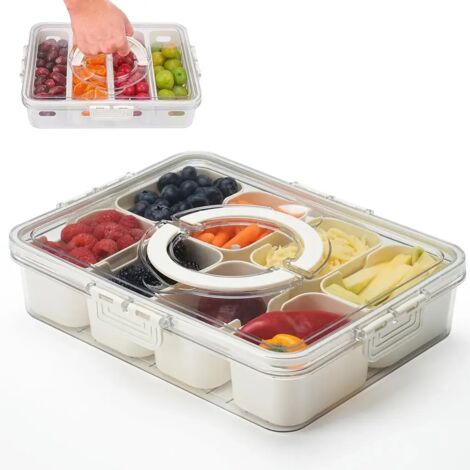 Cuencos para aperitivos con tapa, bandejas para aperitivos de 8 compartimentos, cajas para guardar aperitivos, libres de BPA.
