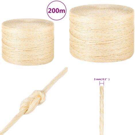 Cuerda 100% sisal 3 mm 200 m - Cuerda natural - Cuerda de cáñamo