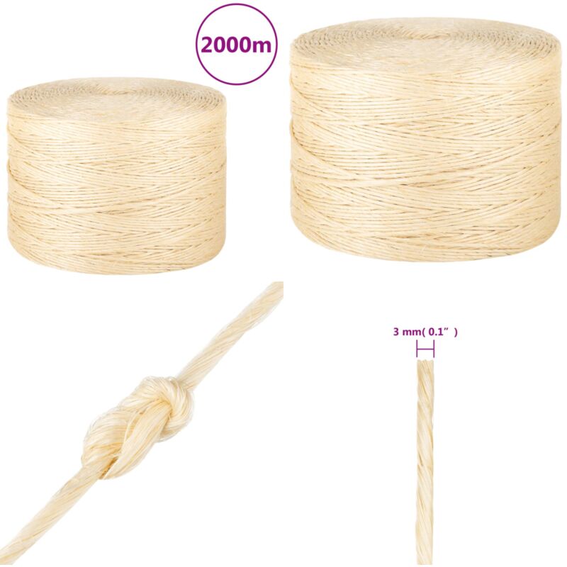 Cuerda 100% sisal 3 mm 2000 m - Cuerda natural - Cuerda de cáñamo