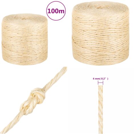Cuerda 100% sisal 4 mm 100 m - Cuerda natural - Cuerda de cáñamo