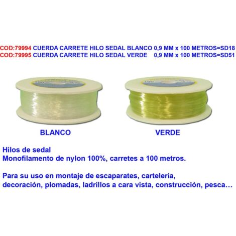 Cuerda Carrete Hilo Sedal Blanco 0.9mm x 100 Metros SD18