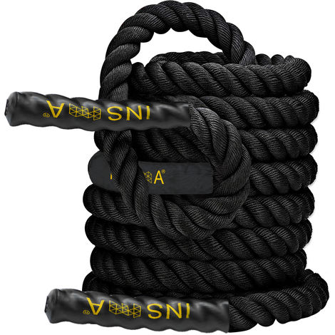 Cuerda Combat Fitness 9m 55mm Negra y Roja