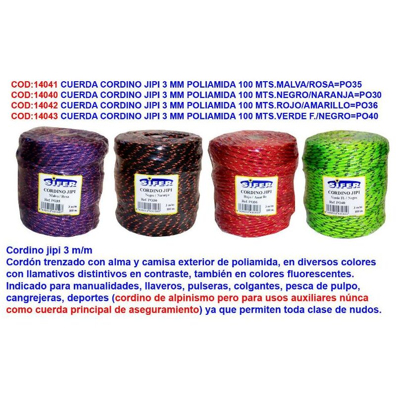 

MIBRICOTIENDA cuerda cordino jipi 3 mm poliamida 100 mts.malva-rosa po35