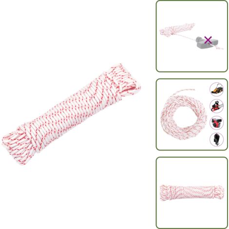 Cuerda de arranque para motores - vidaXL Cordón de arranque nailon blanco y rojo Ø3 mm 10 m - Cable de arranque para generadores