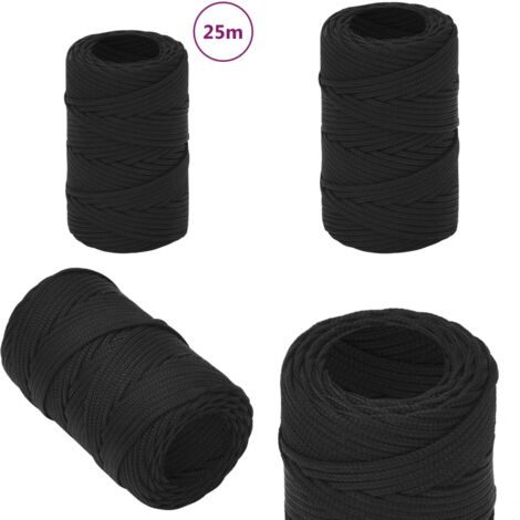 Cuerda de barco polipropileno negro intenso 2 mm 25 m - Cuerda de muelle - Cuerda de polipropileno