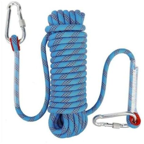 Cuerda de escalada con mosquetón de seguridad estática, cuerda de poliéster de 10 mm para montañismo, rescate para senderismo y montañismo (10 m)