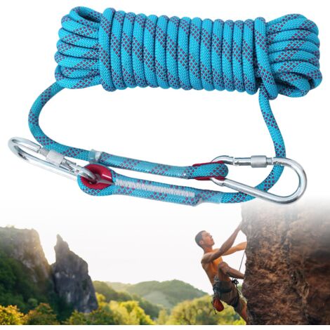 Cuerda de escalada de 10 mm, cuerda estática de escalada de 20 m, cuerda estática de exploración, cuerda para exteriores para rescate en paracaídas para senderismo y escalada.