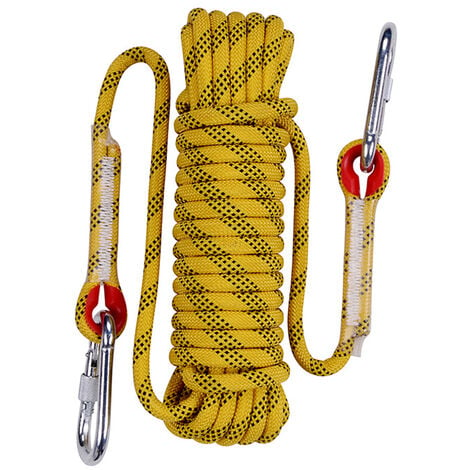 Cuerda de escalada con mosquetón de seguridad estática 10mm Cuerda de  alpinismo de rescate de poliéster para senderismo Montañismo Montaña 10M  Adepaton YQ-1115