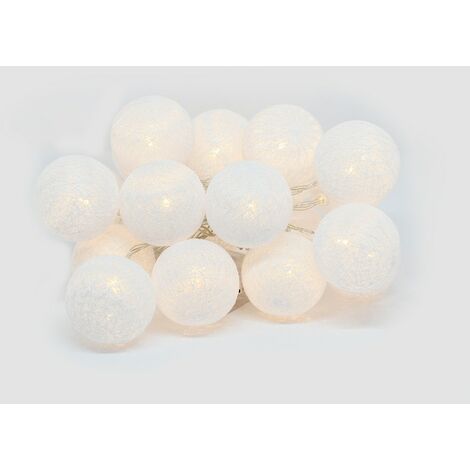 Cuerda de LED de 2,5 metros 20 bolas de aspecto de algodón en blanco cálido