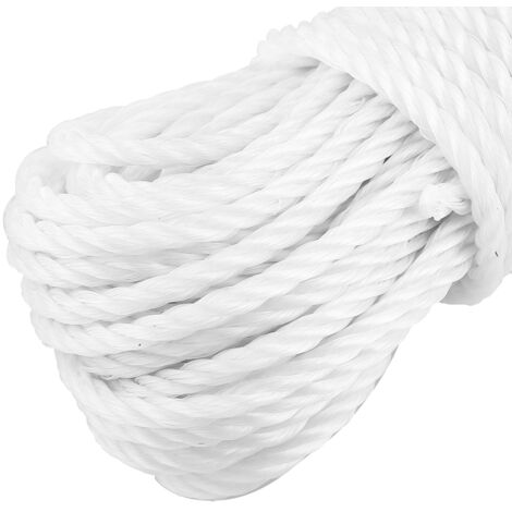 Cuerda de nailon de 20 m de largo para jardinería, camping, bricolaje, color blanco – Cuerda resistente y duradera