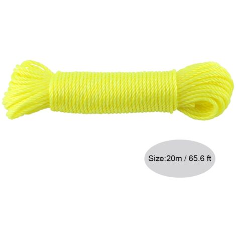 Cuerda de nailon de 20 m para jardín y camping  Selección de color amarillo  Juego de 20 m para estanterías y actividades al aire libre