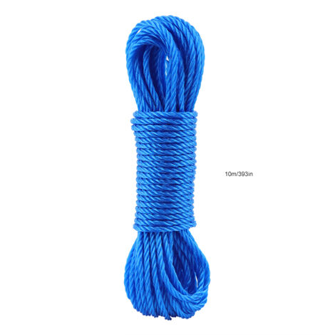 Cuerda de nailon resistente y multiusos de 10 m de largo para jardinería, camping, colgar objetos y proyectos de bricolaje – Azul