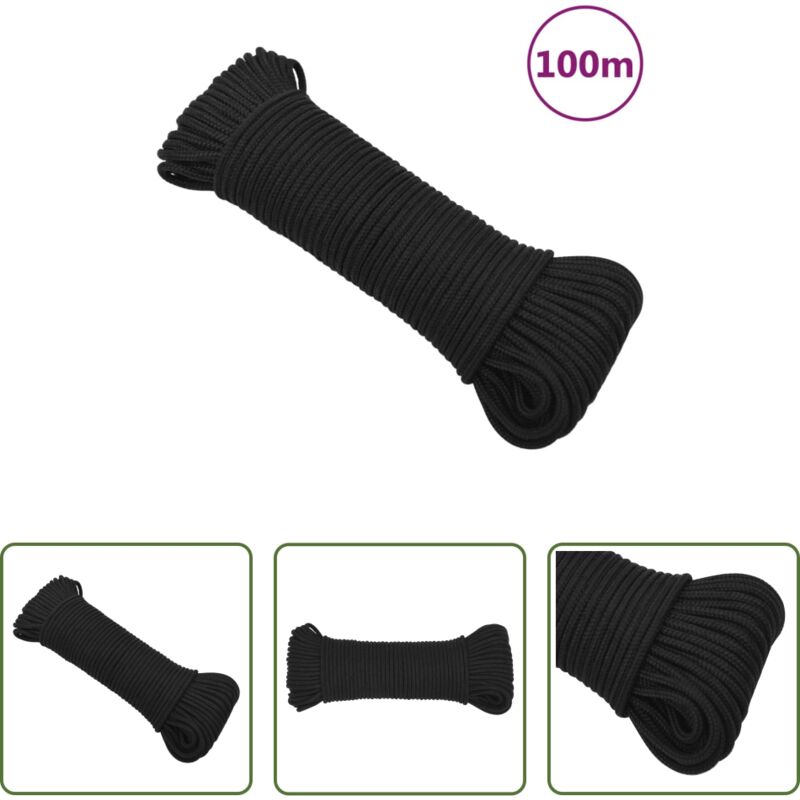 Cuerda de polipropileno - Cuerda de barco polipropileno negro intenso 5 mm 100 m