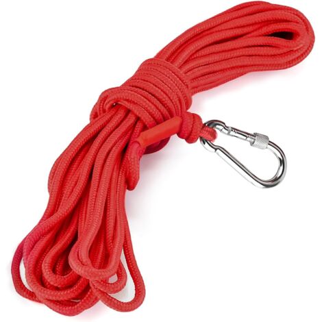 Cuerda de rescate con mosquetón, cuerda de escalada estática de 6 mm, cuerda de nailon trenzado de 20 m, cuerda de escalada con mosquetón