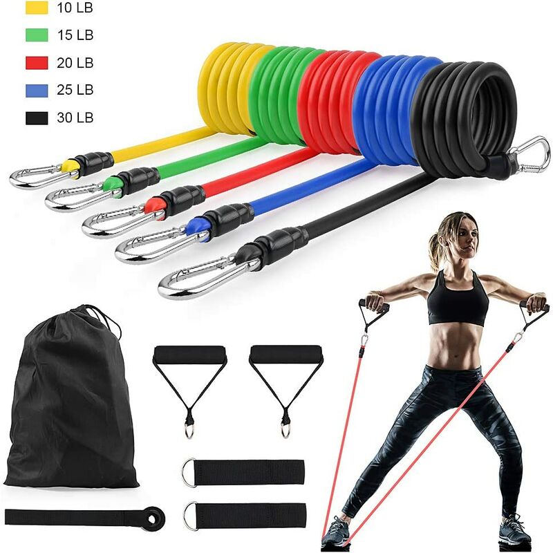 

Cuerda de Resistencia Banda de Resistencia Deportiva de 11 Piezas para Estiramiento Muscular Entrenamiento de Fuerza y Entrenamiento de Fisioterapia