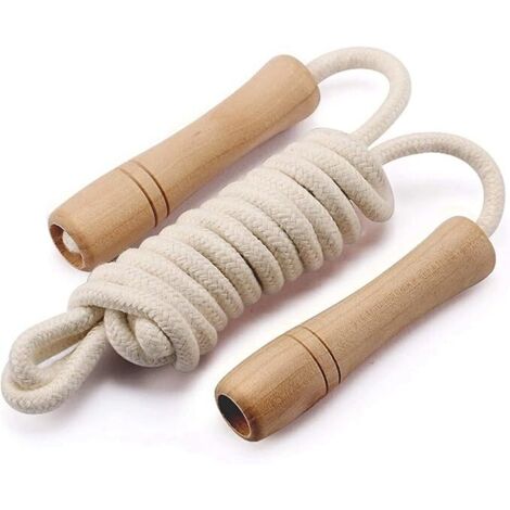 Cuerda de saltar ajustable para niños, 260 cm, con mango de madera y cuerda de saltar arcoíris, ideal para entrenamiento físico, juegos y ejercicios para quemar grasa