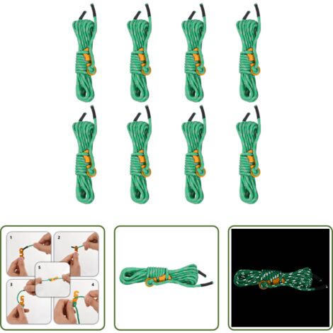 Cuerda de tienda -  Cuerda de vientos con tensores reflectantes 8 piezas 4 m 4 mm